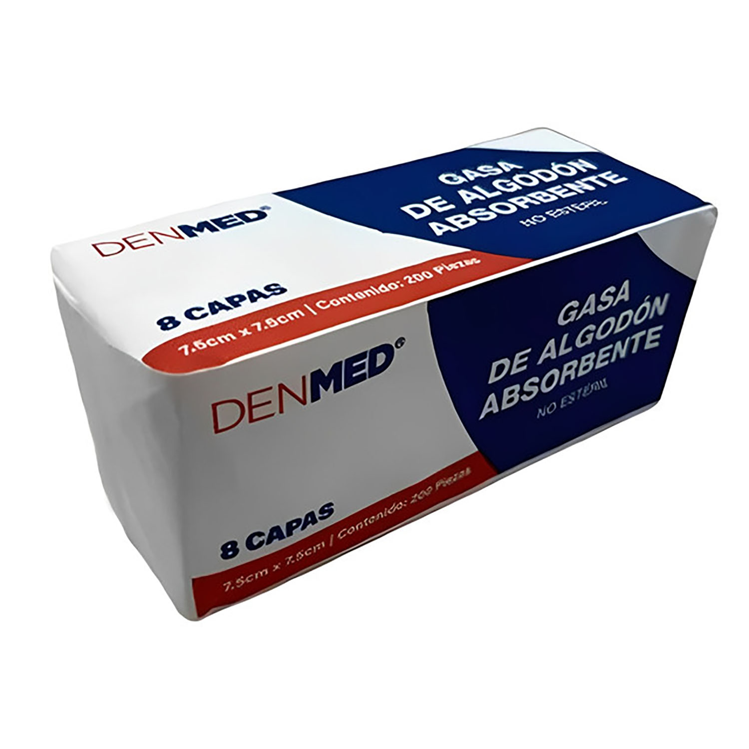 Foto 2 | Gasa No Esteril Algodón Absorbente Caja 200 Pzs 7.5x7.5 Cm Denmed
