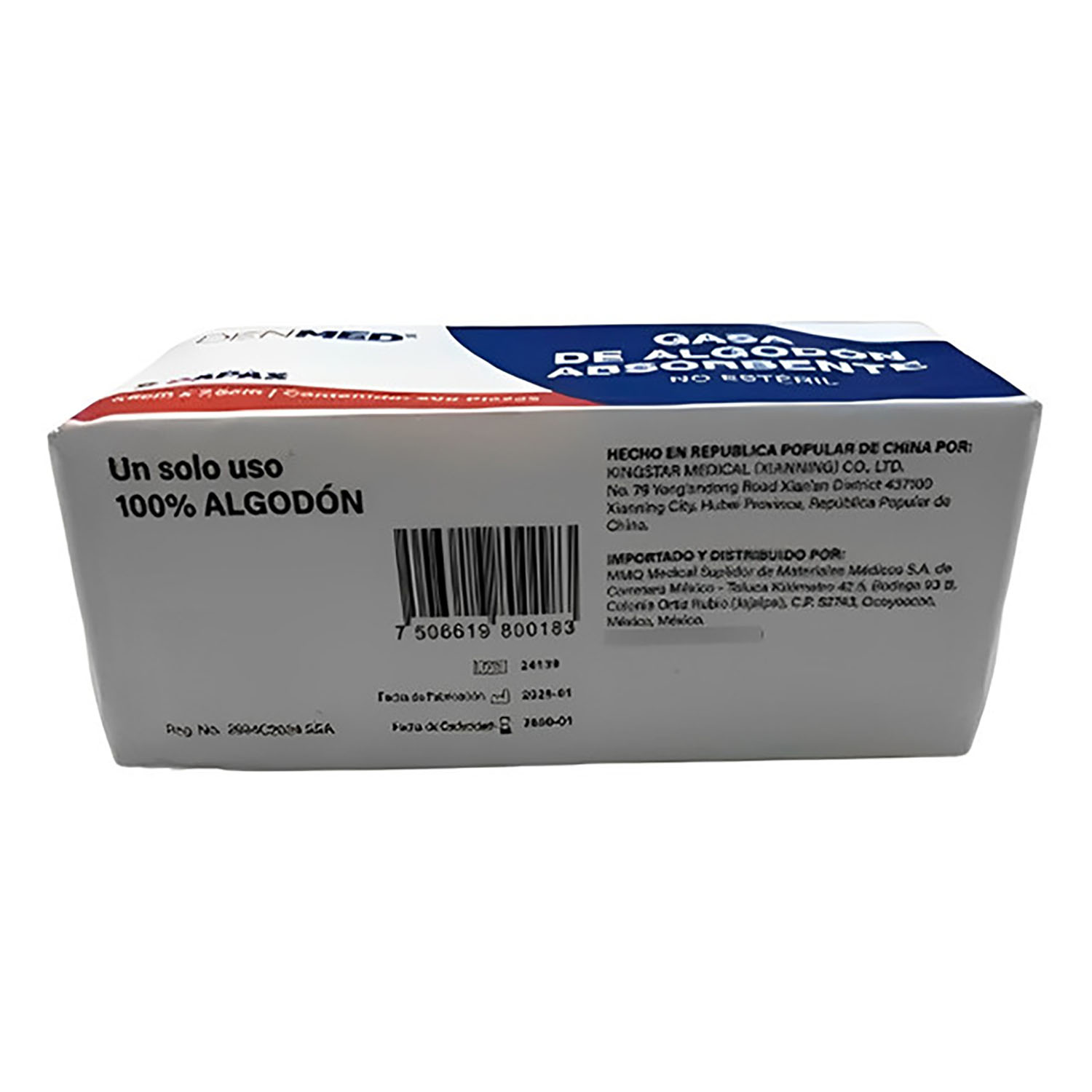 Foto 4 pulgar | Gasa No Esteril Algodón Absorbente Caja 200 Pzs 7.5x7.5 Cm Denmed
