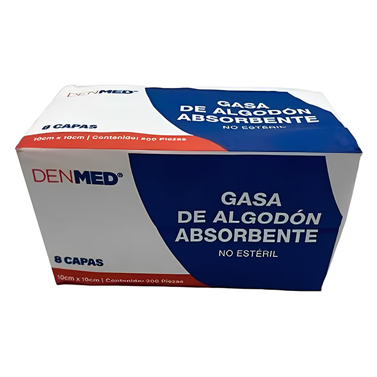 Foto 4 pulgar | Gasa No Esteril Algodón Absorbente Caja 200 Pzs 10x10 Cm Denmed