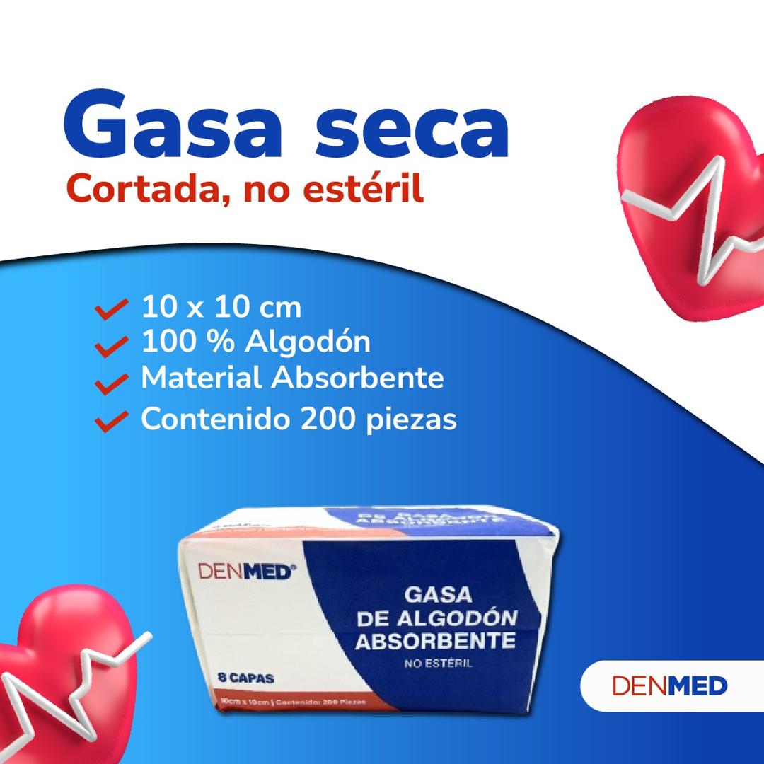 Foto 7 pulgar | Gasa No Esteril Algodón Absorbente Caja 200 Pzs 10x10 Cm Denmed