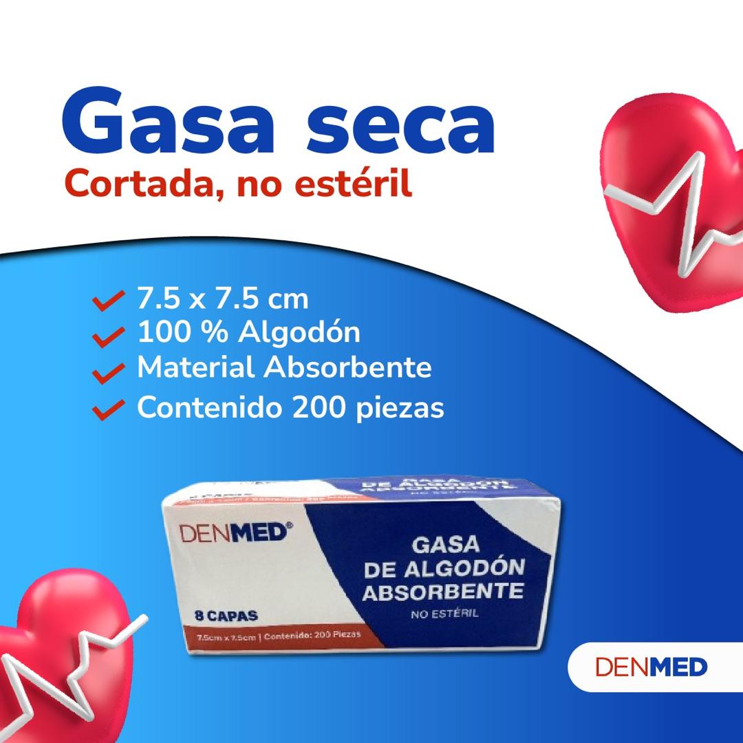 Foto 6 pulgar | Gasa No Esteril Algodón Absorbente Caja 200 Pzs 5x7.5 Cm Denmed