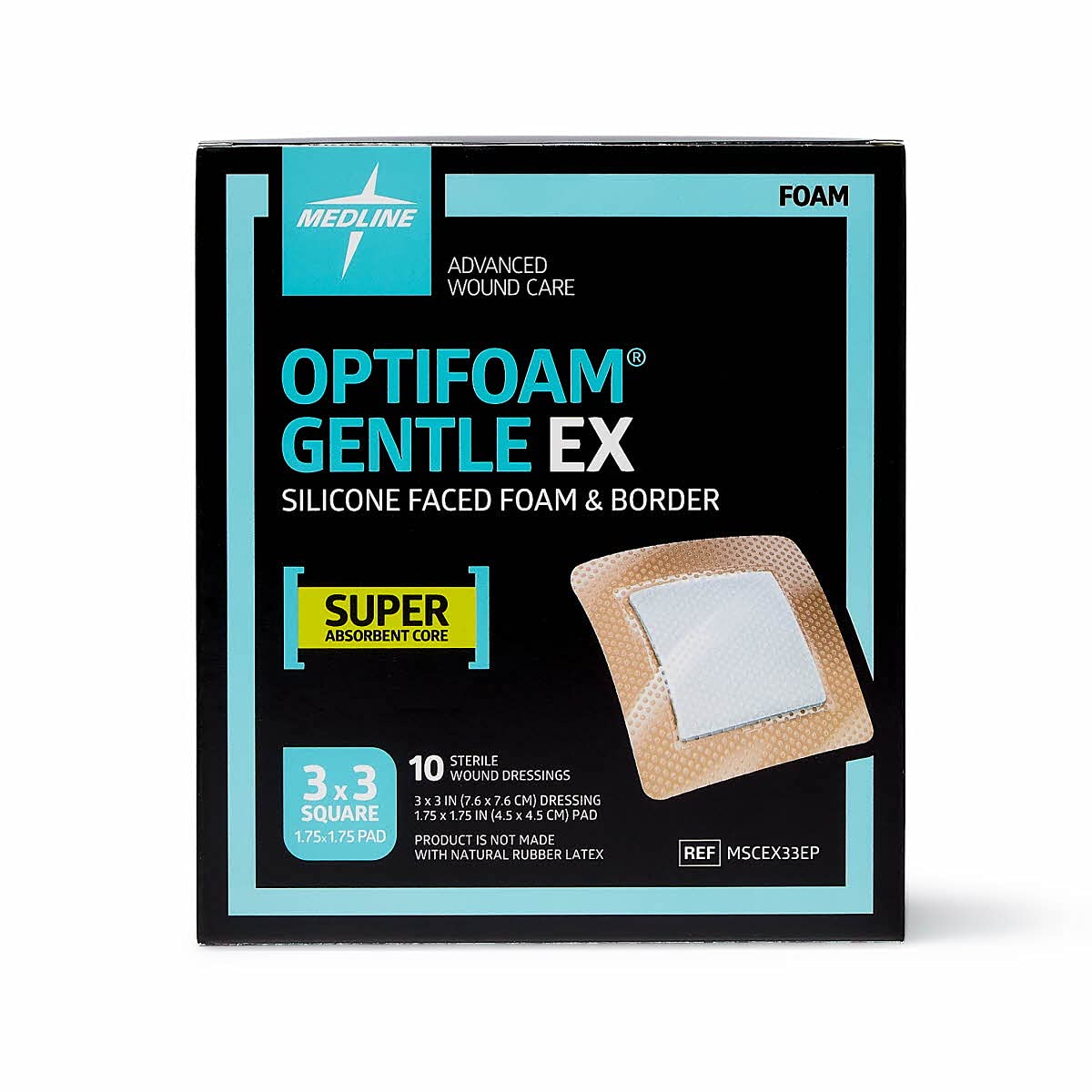 Foto 2 pulgar | Aderezo Medline Optifoam Gentle Ex Con Borde De 3 X 3 Cm (10 Unidades) - Venta Internacional.