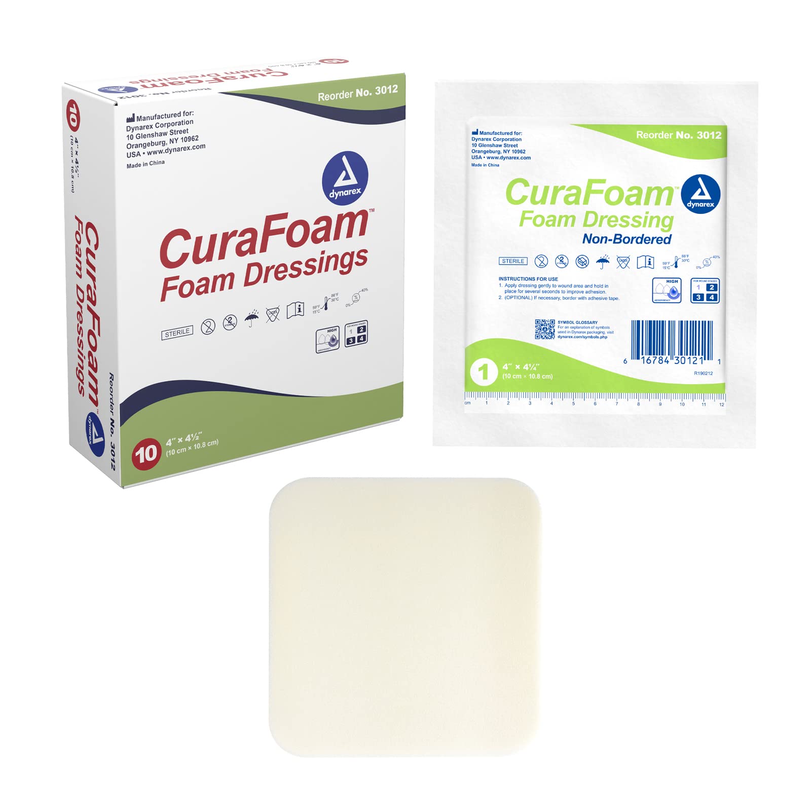Foto 2 pulgar | Aderezo De Espuma Dynarex Curafoam Sin Bordes De 4 X 10 Cm  Paquete De 10 - Venta Internacional.