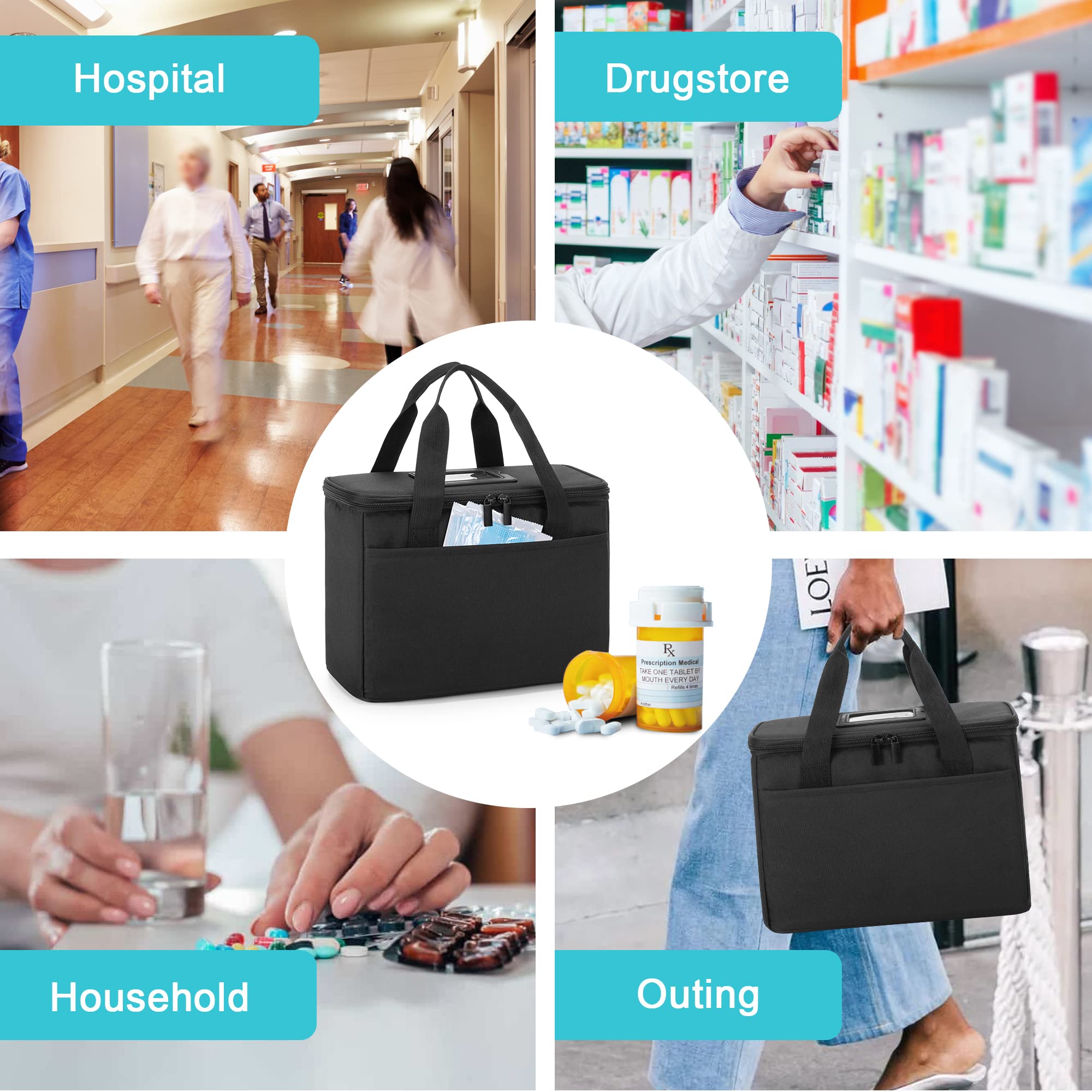 Foto 5 pulgar | Bolsa De Primeros Auxilios Trunab  Pequeña  Vacía  Para Guardar Medicamentos  Color Negro - Venta Internacional.