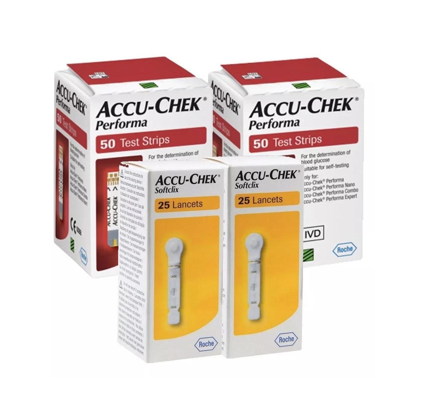 Foto 1 | Paquete Accu-chek 100 Tiras Performa Y 50 Lancetas Softclix