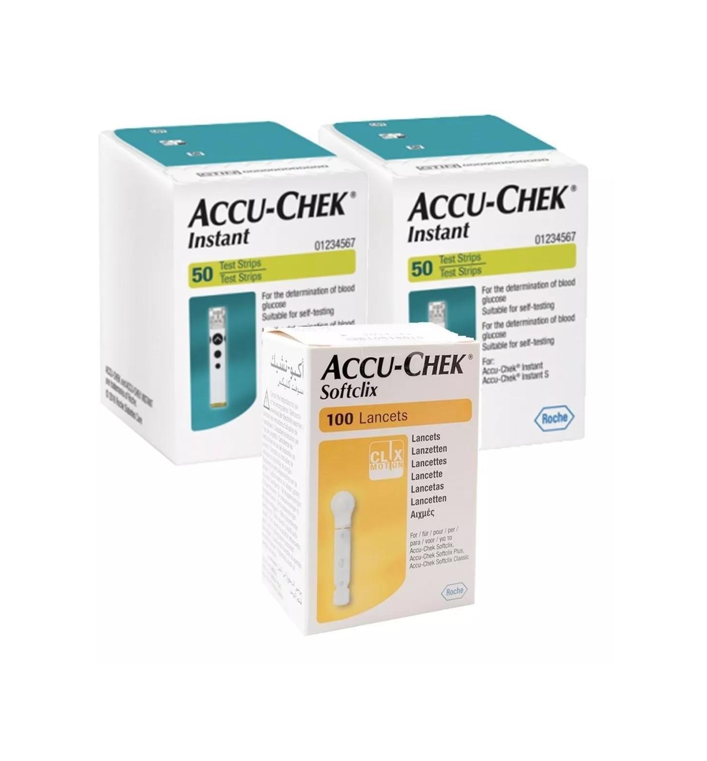 Foto 2 pulgar | 100 Tiras Y 100 Lancetas Accu-chek Instant para Glucómetro