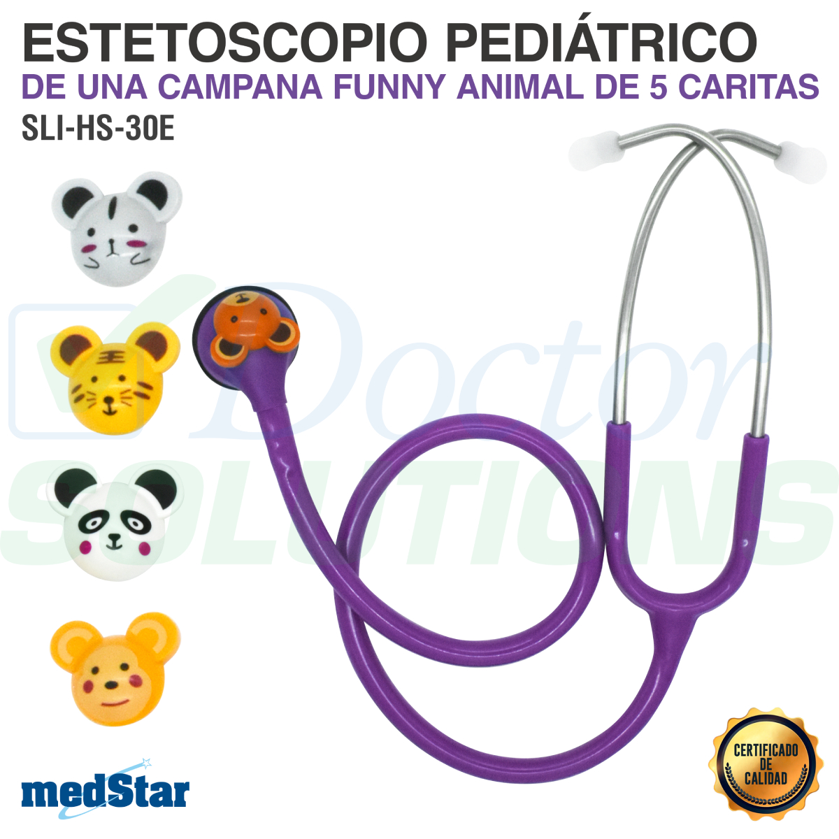 Foto 3 pulgar | Estetoscopio Pediátrico MedStar 30E Púrpura de 1 Campana Funny Animal