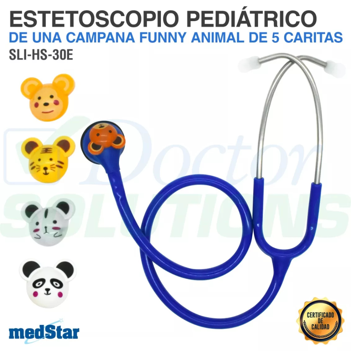 Foto 3 pulgar | Estetoscopio Pediátrico MedStar 30E Azul de 1 Campana Funny Animal
