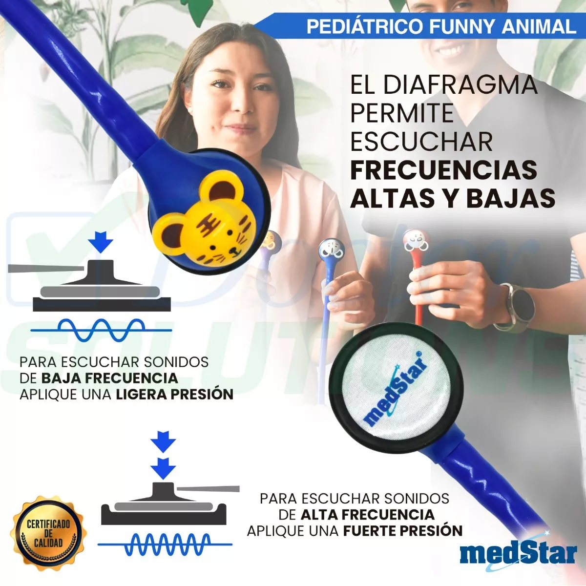 Foto 7 pulgar | Estetoscopio Pediátrico MedStar 30E Azul de 1 Campana Funny Animal