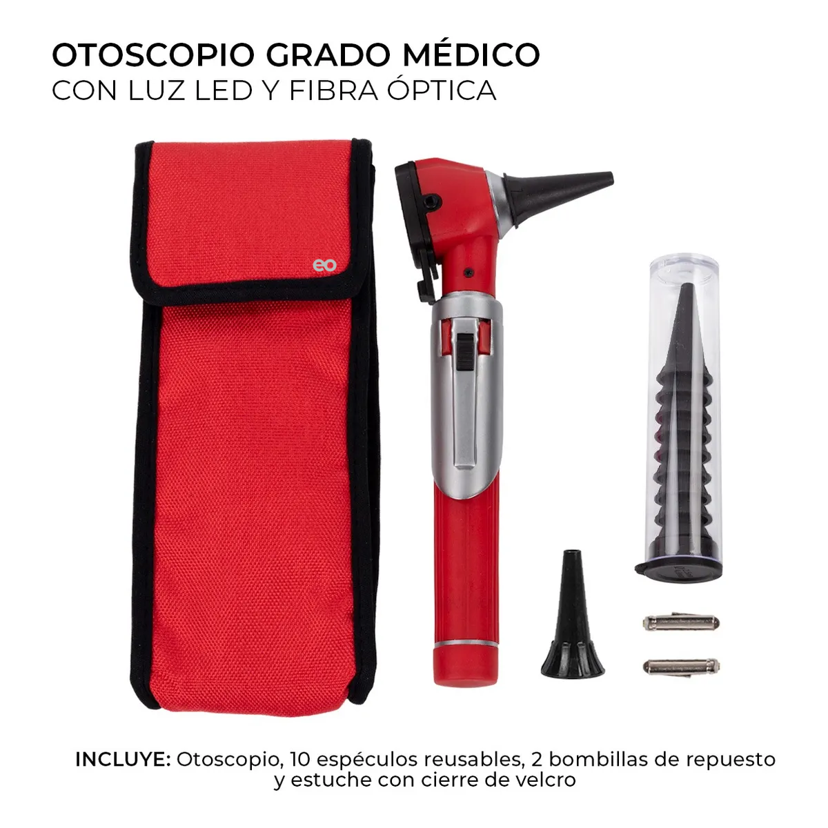 Foto 3 pulgar | Otoscopio Medico Luz Led Estudiante Diagnostico Y Accesorios Eo Safe Imports Esi-20059 Rojo
