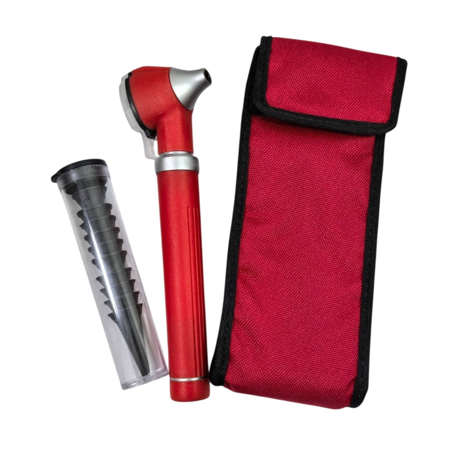 Foto 3 pulgar | Otoscopio Medico Con Luz Led Y Fibra Optica Con Estuche Rojo
