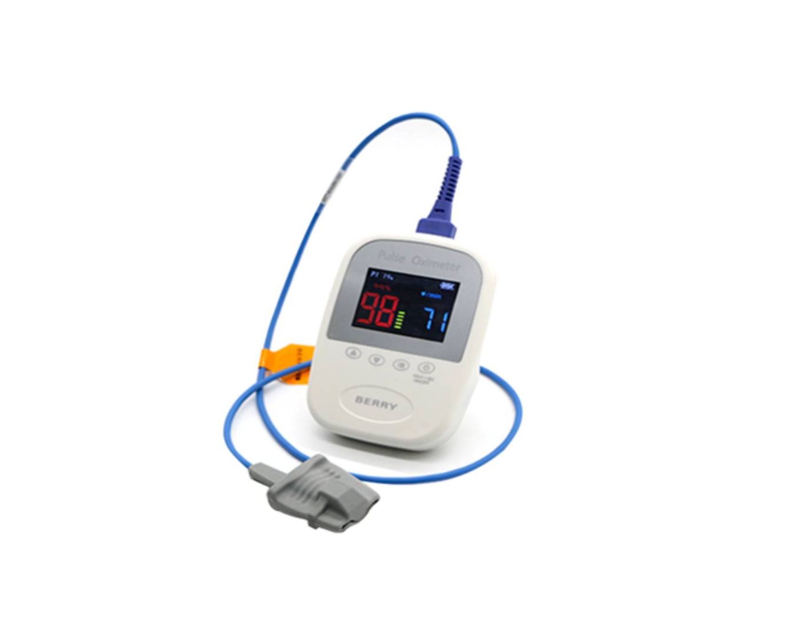 Oxímetro de Pulso Led Berry Bm1000A color Blanco con 3 Sensores para Adulto uso Pediátrico y Neonatal