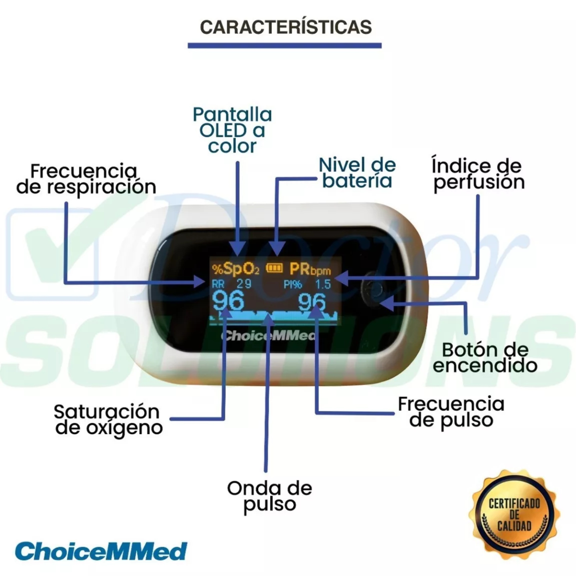 Foto 7 pulgar | Oxímetro de Pulso Choicemmed Md300c63 Medición de Frecuencia Respiratoria