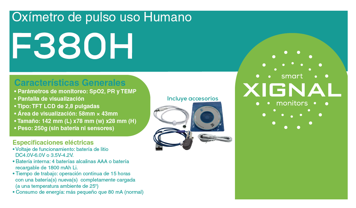 Foto 6 | Oxímetro Pulso Xignal Pediátrico Adulto Pantalla a Color F380h