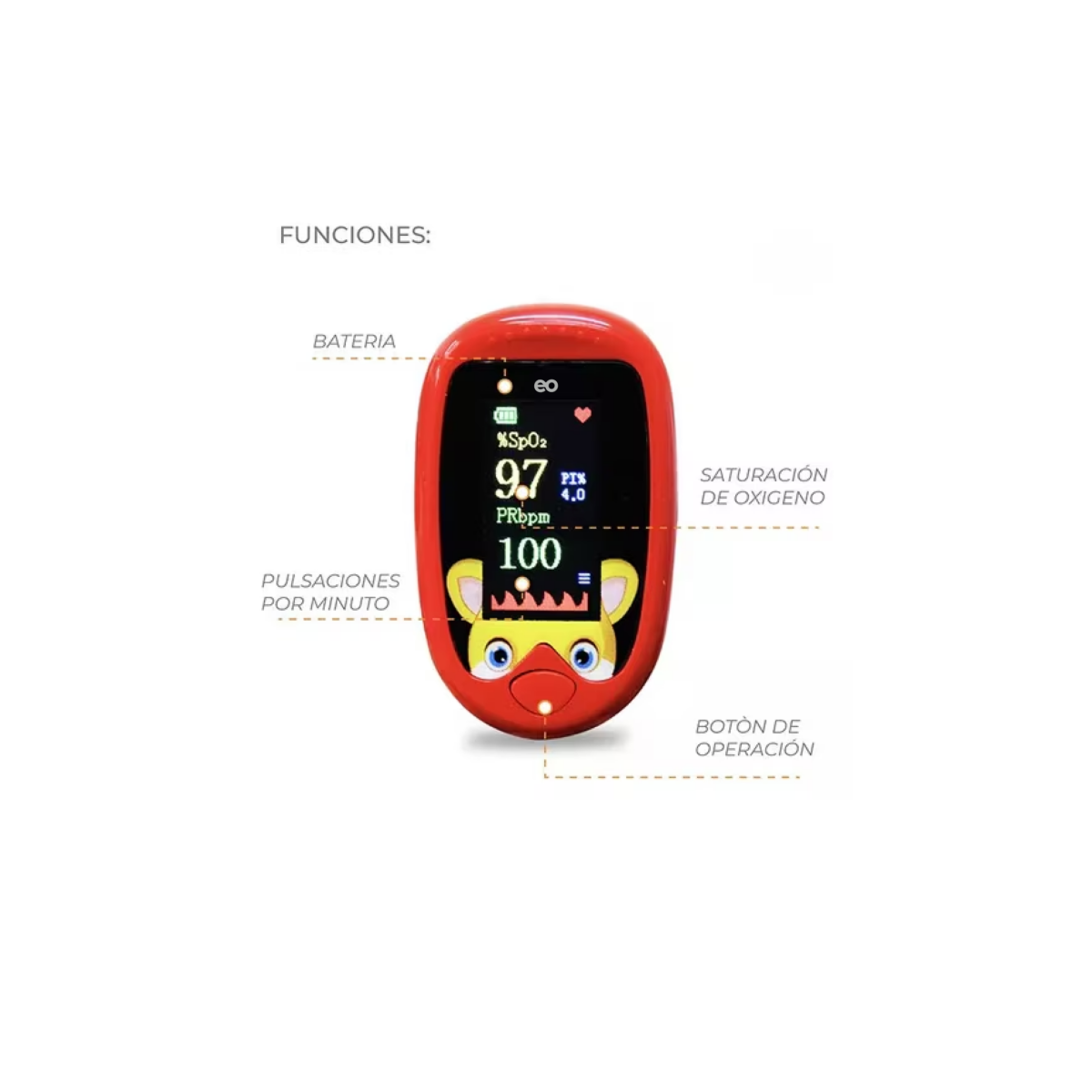 Foto 4 pulgar | Oxímetro Pediátrico Portátil Digital Recargable Eo Safe Imports Esi-15395-1 Multicolor