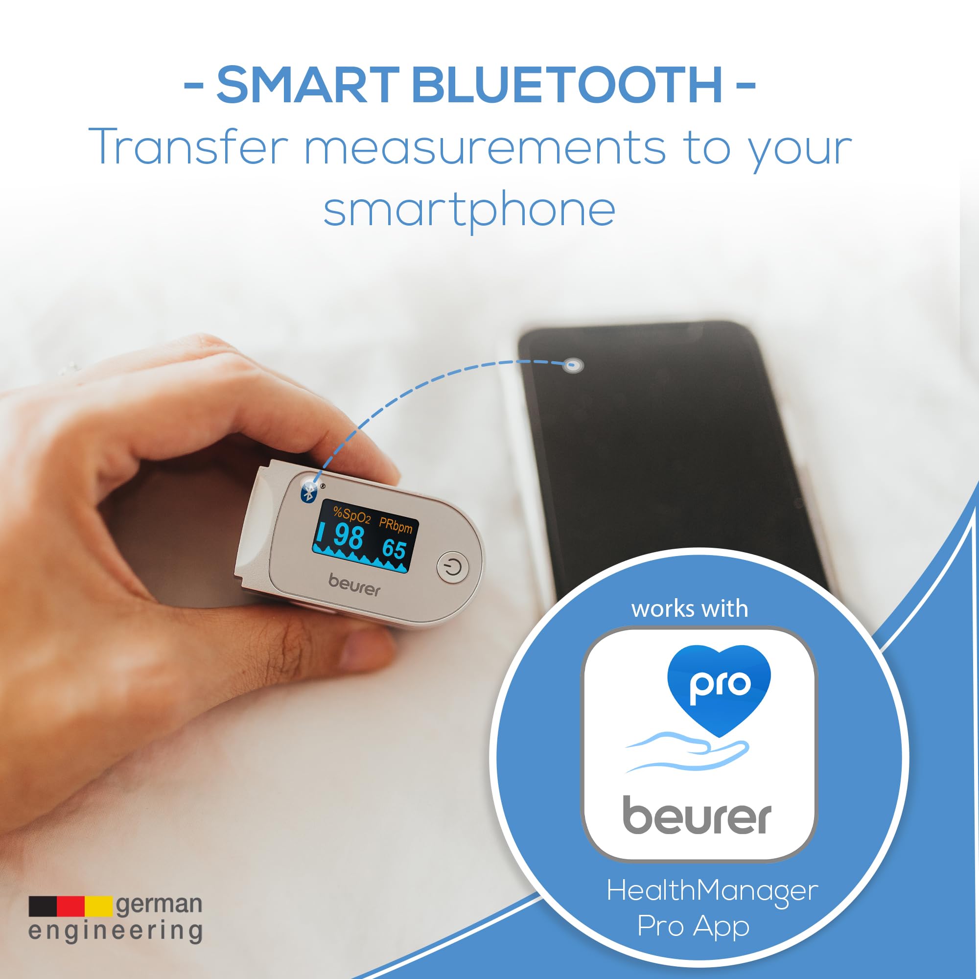 Foto 5 pulgar | Oxímetro De Pulso Beurer Bluetooth Digital Fingertip Po60 - Venta Internacional.