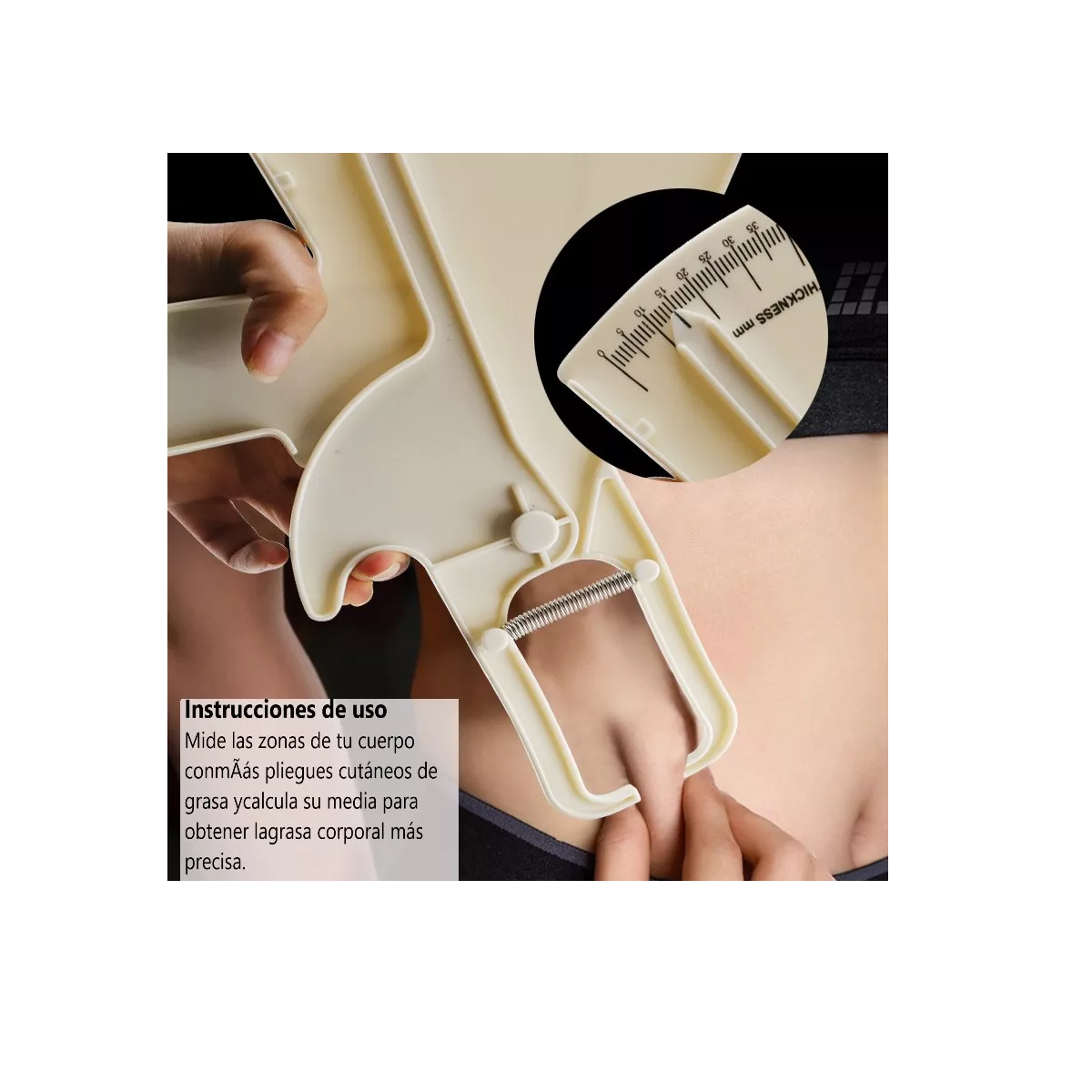 Foto 3 pulgar | Calibrador de Grasa Corporal 80mm+cinta Métrica 152cm Eo Safe Imports Esi-16439 Negro