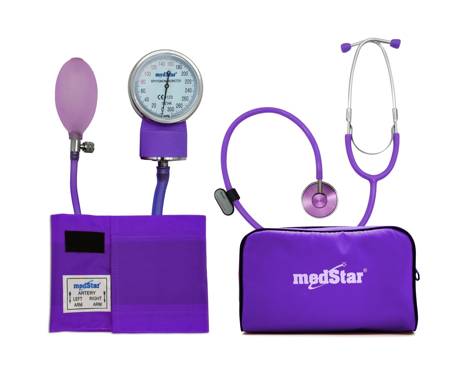 Baumanómetro Aneroide Medstar color Morado Kit con Estetoscopio de una Campana $479