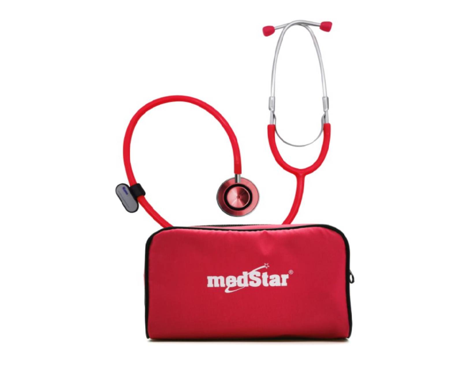 Foto 4 pulgar | Kit Baumanómetro Aneroide Medstar 50b-f color Rojo con Estetoscopio de Doble Campana