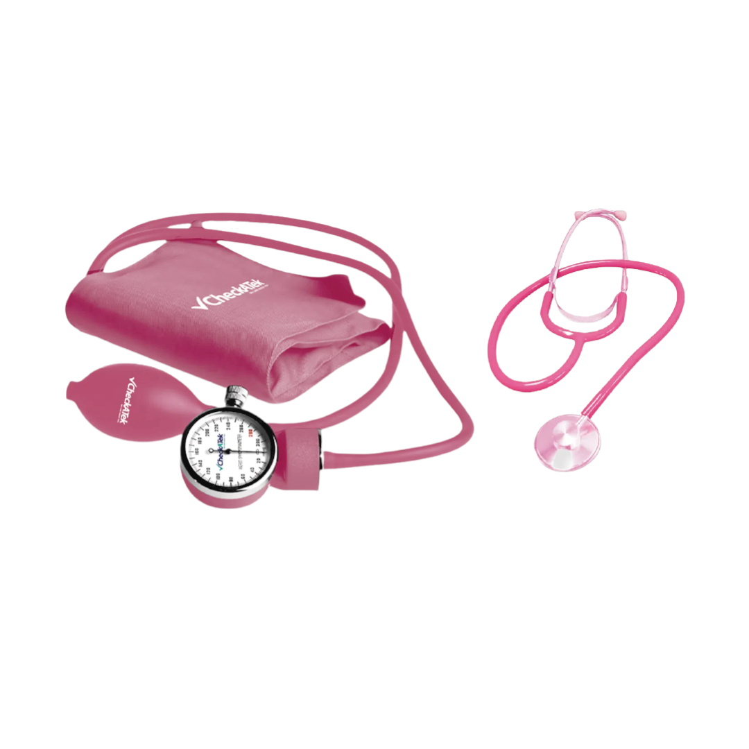 Foto 2 pulgar | Kit Baumanómetro Aneroide con Estetoscopio Sencillo Adulto, color Rosa Checkatek B1-6s