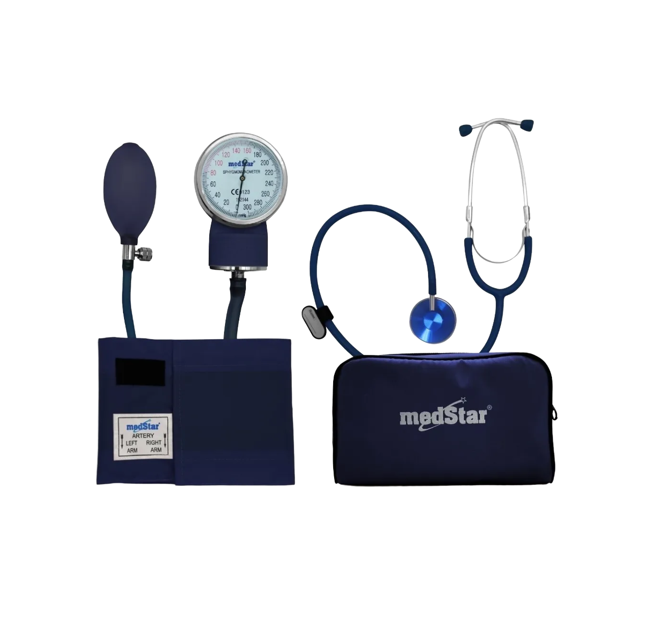 Baumanómetro Kit con Estetoscopio de una Campana MedStar color Azul