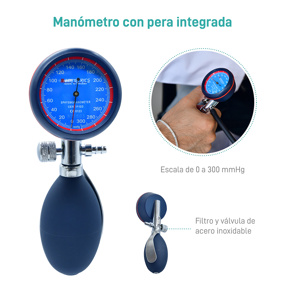 Foto 3 pulgar | Baumanómetro Medimetrics color Azul Manual Aneroide