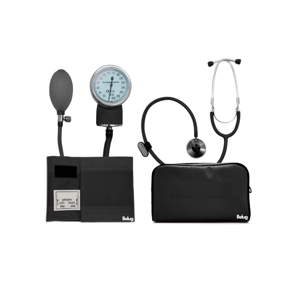 Baumanómetro Kit Con Estetoscopio De Una Campana Belug Color Negro