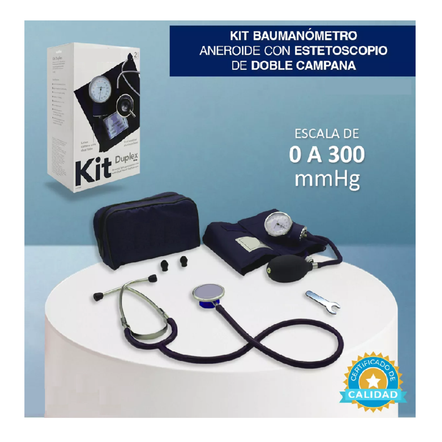 Foto 4 pulgar | Baumanómetro Lab.g Kit Con Estetoscopio De Una Campana Azul