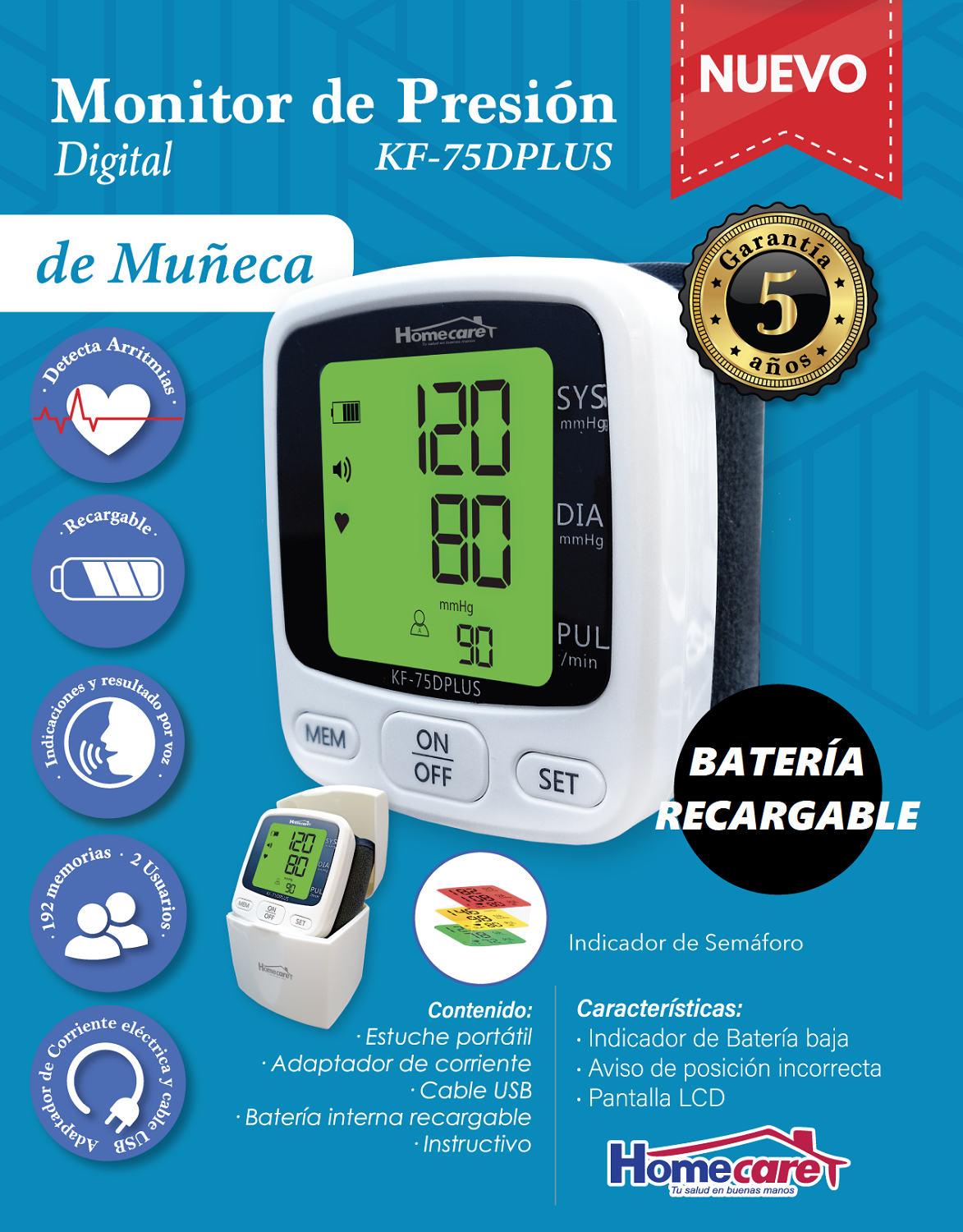 Foto 4 pulgar | Monitor Presión Arterial Homecare Kf-75dplus Batería Recargable