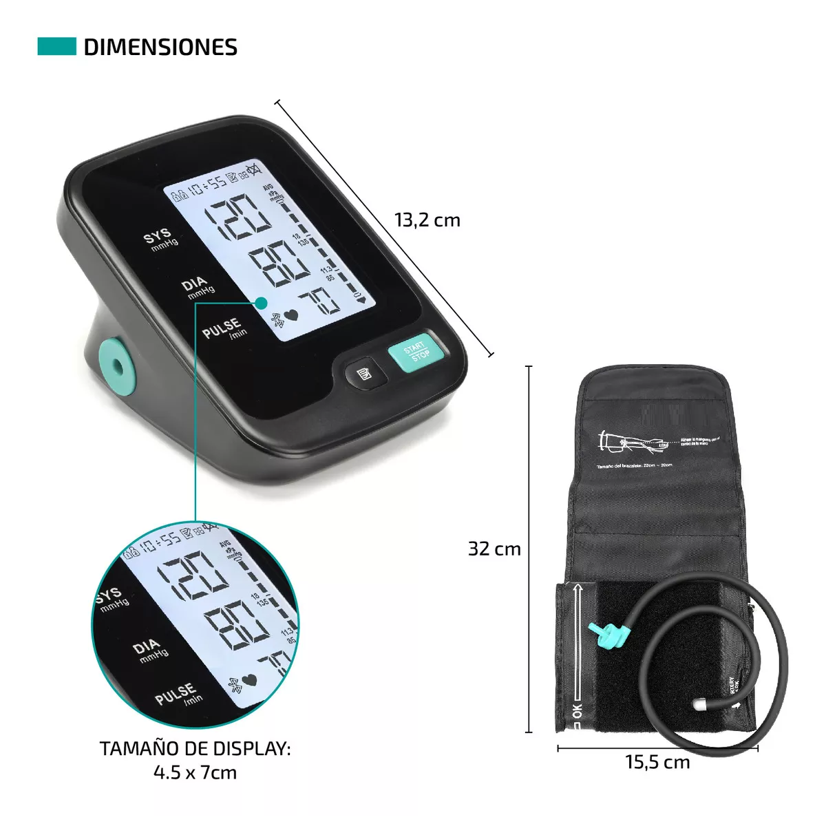 Foto 4 pulgar | Baumanometro Digital Bluetooth Batería Usb Monitor Medidor De Presion Eo Safe Imports Esi-17362   Negro