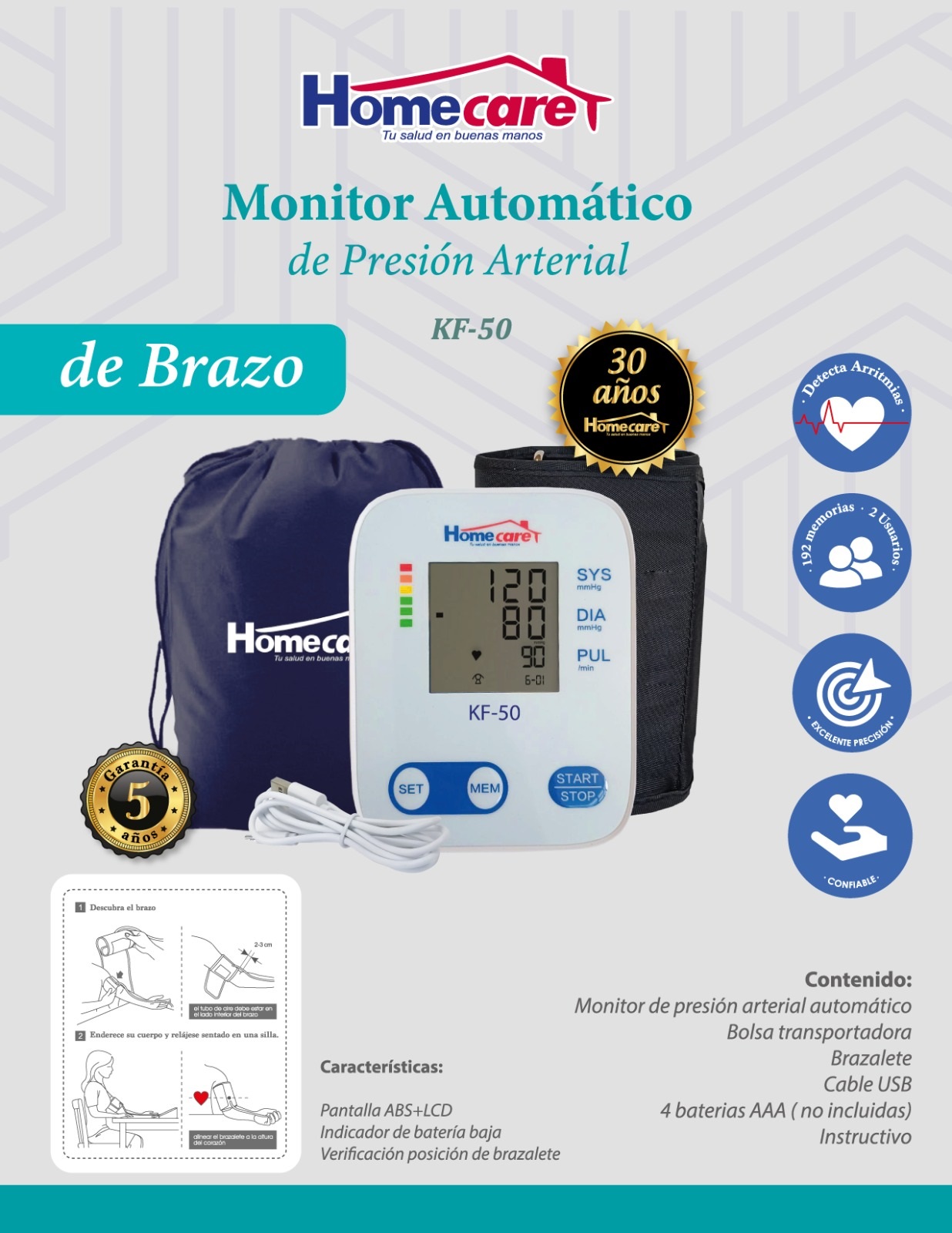 Foto 6 pulgar | Baumanómetro Digital Monitor De Presión Brazo Kf-50 Homecare