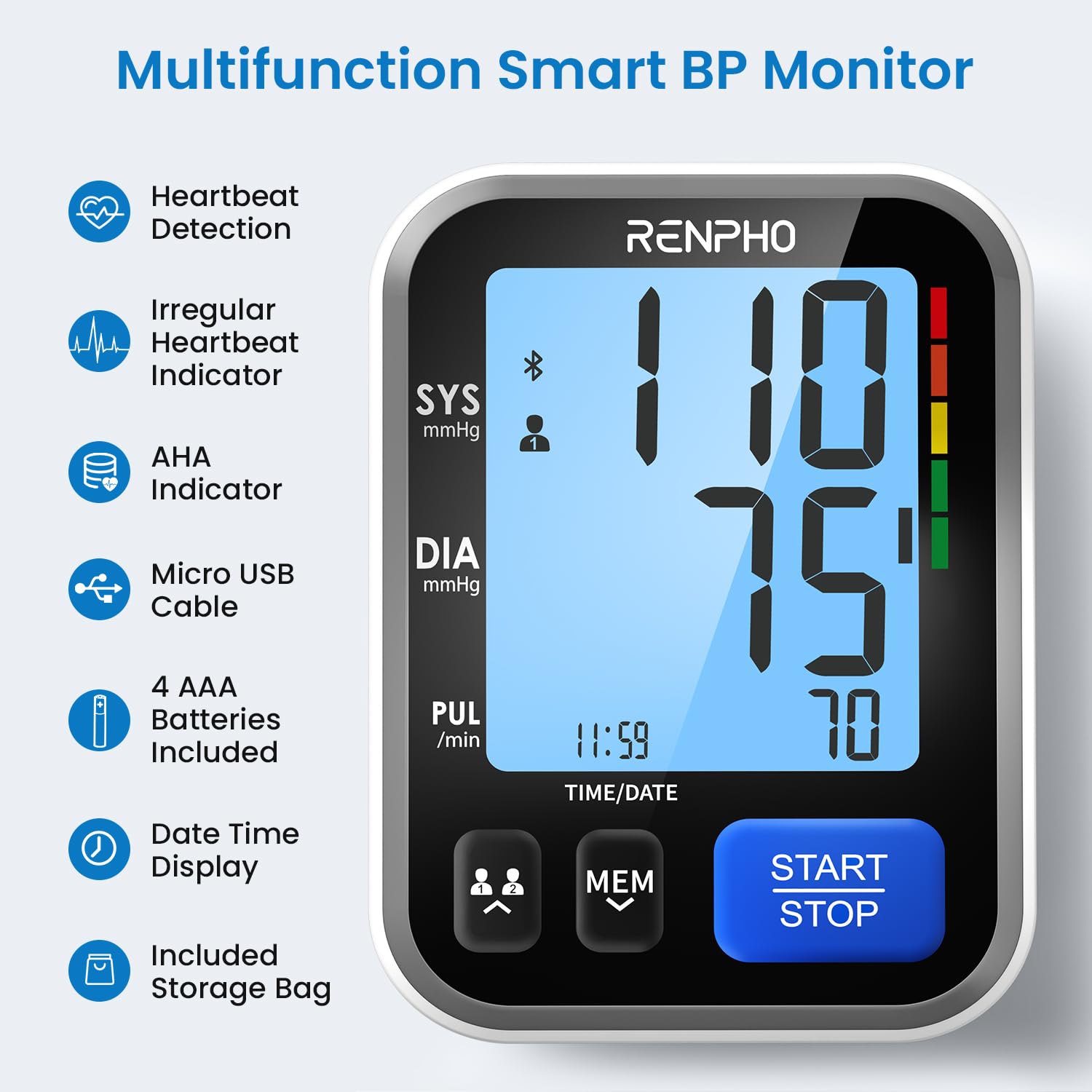 Foto 3 | Monitor De Presión Arterial Renpho Bluetooth Smart Fsa Hsa Elegible - Venta Internacional.