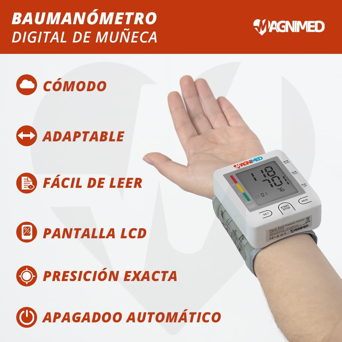 Foto 9 pulgar | Baumanómetro Digital De Muñeca - Incluye Estuche
