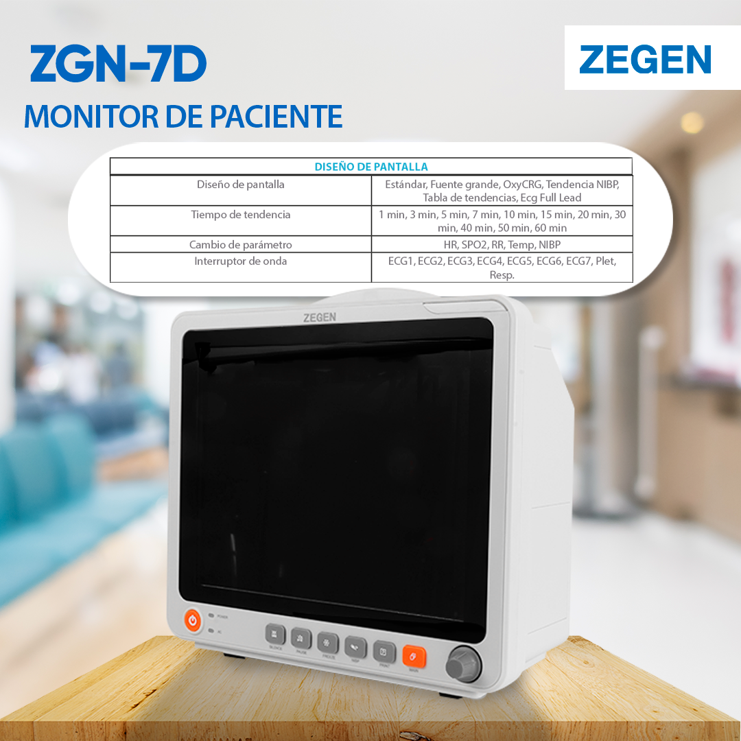 Foto 6 | Monitor de Signos Vitales de Paciente Zegen  Zgn-7d 12 Pulgadas