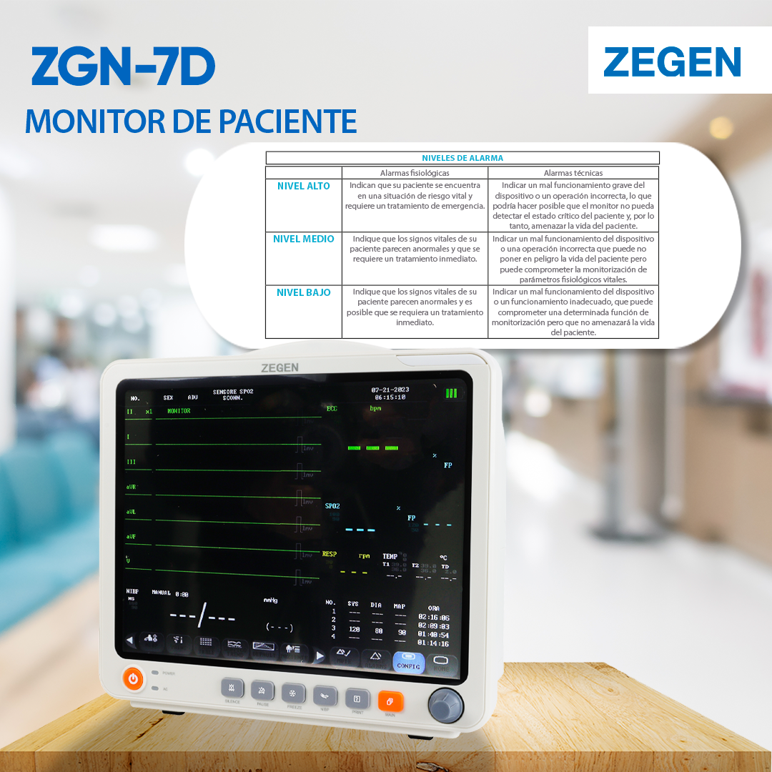 Foto 8 pulgar | Monitor de Signos Vitales de Paciente Zegen  Zgn-7d 12 Pulgadas