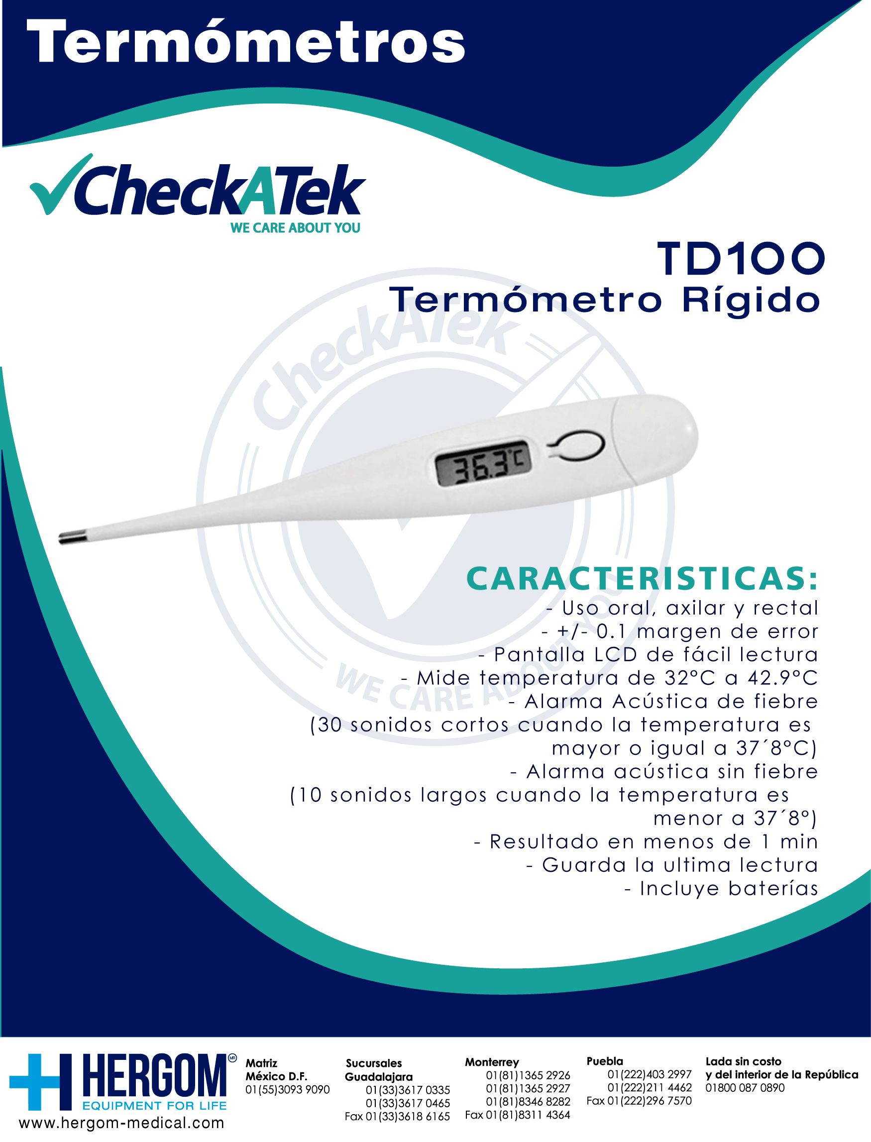 Foto 5 pulgar | Termometro Digital Rigido Pantalla Lcd Checkatek Td100