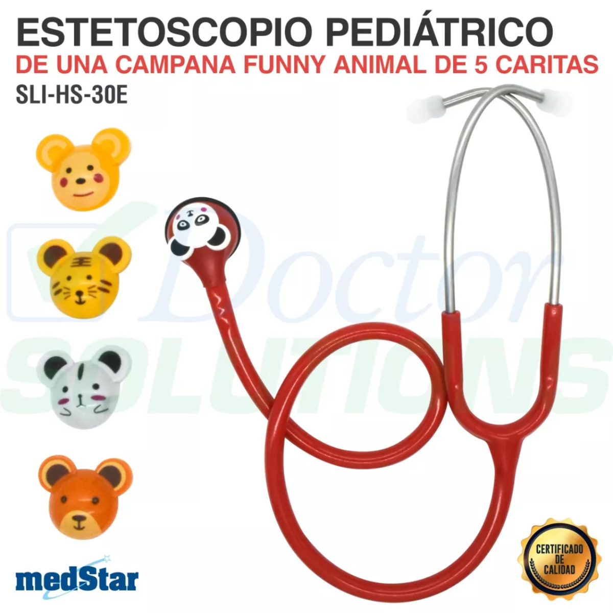 Foto 3 pulgar | Estetoscopio Pediátrico MedStar 30E Rojo de 1 Campana Funny Animal