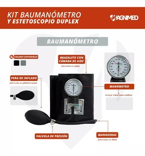 Foto 3 | Baumanómetro y Estetoscopio Profesional Magnimed Duplex con Estuche Portátil Gris