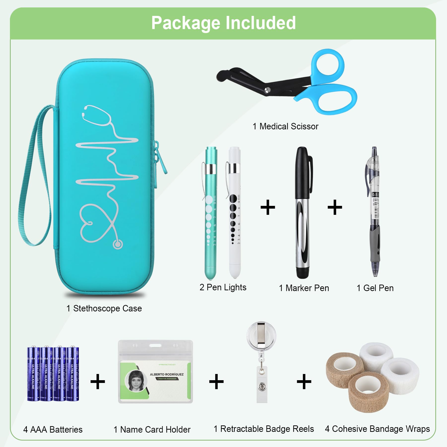 Foto 2 | Set De Fundas Para Estetoscopio Bovke Medical Supplies Nursing Green - Venta Internacional.