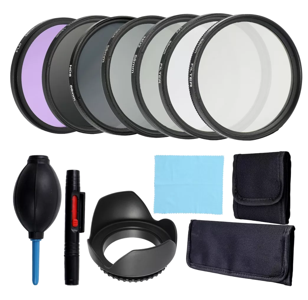 Foto 1 | Kit De Filtro De Lente De Cámara Uv+ Cpl + Fld Filtro 58 Mm Negro