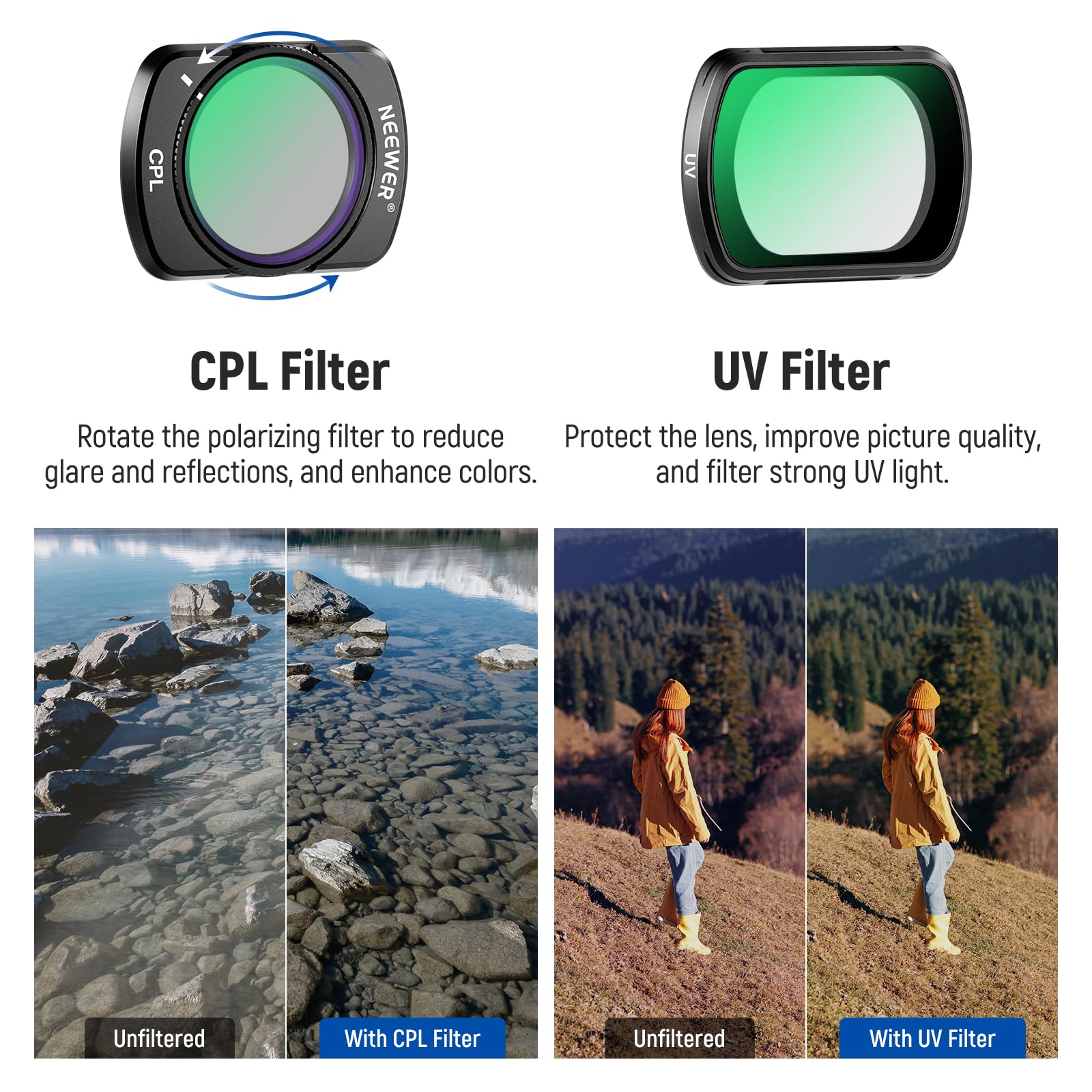 Foto 5 pulgar | Juego De Filtros Neewer Magnetic Nd Cpl Uv Para Dji Osmo Pocket 3 - Venta Internacional.