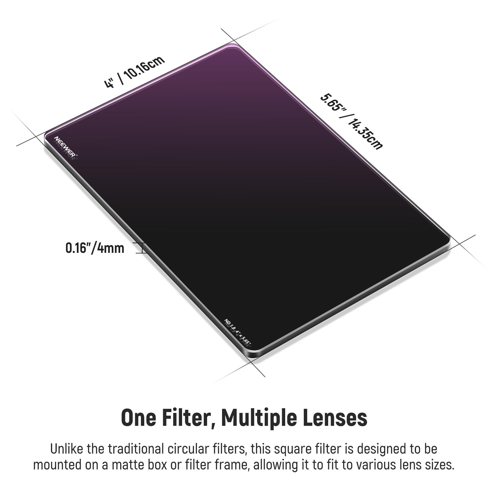 Foto 8 pulgar | Nd Filter Neewer De 4 X 5,65 3/6 Topes Cuadrados Para Caja Mate - Venta Internacional.