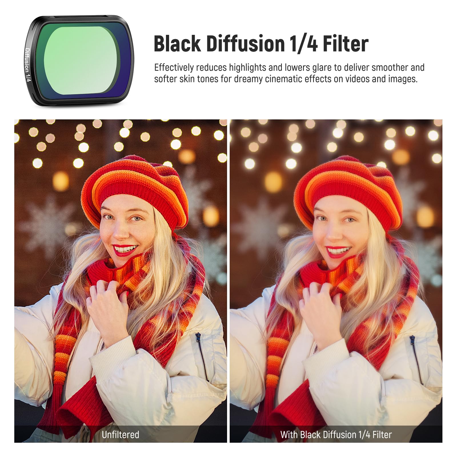 Foto 4 pulgar | Filtro De Lente Neewer Magnetic Black Diffusion 1/4 Para Dji Osmo Pocket 3 - Venta Internacional.