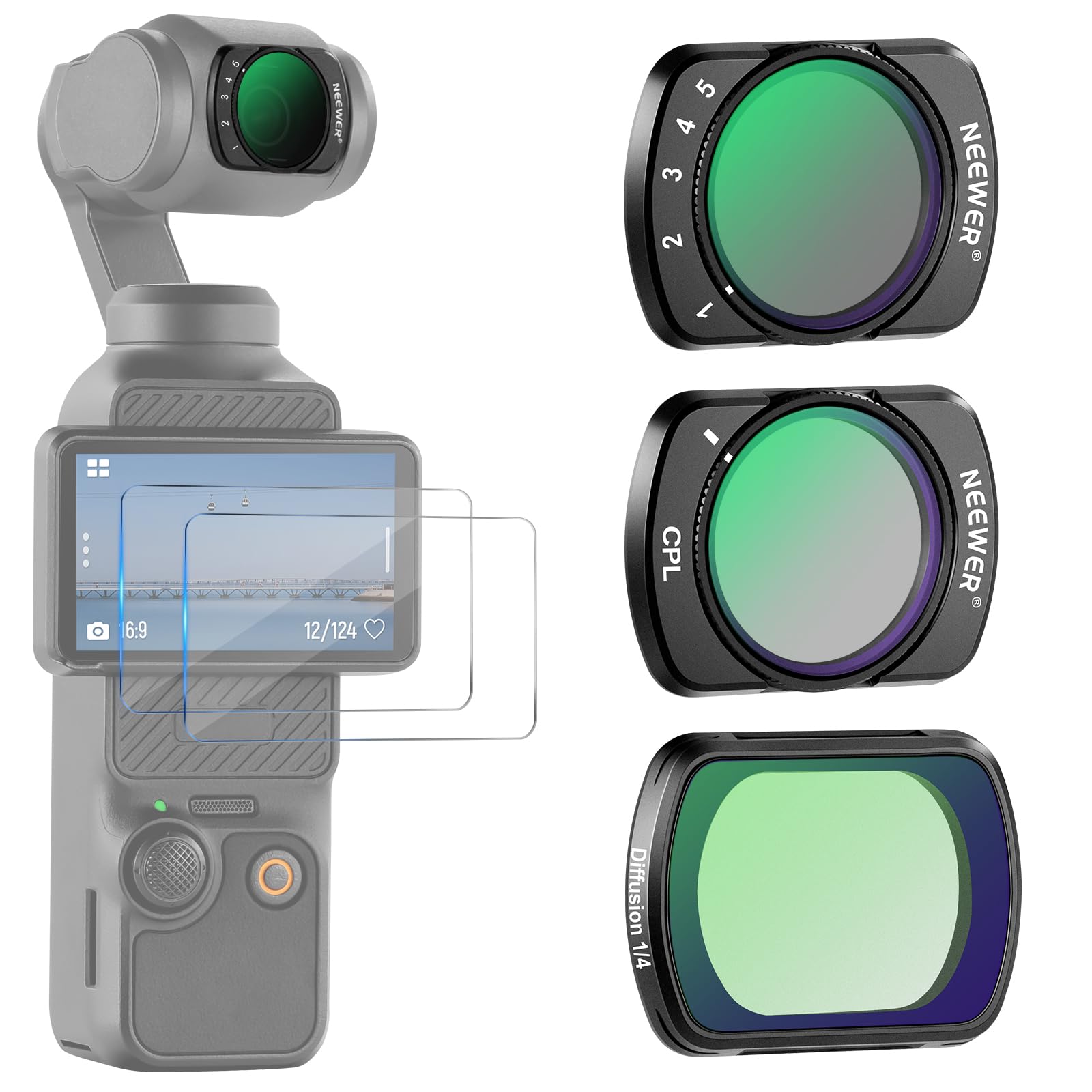 Juego De Filtros Neewer Magnetic Nd Compatibles Con Dji Osmo Pocket 3 - Venta Internacional.