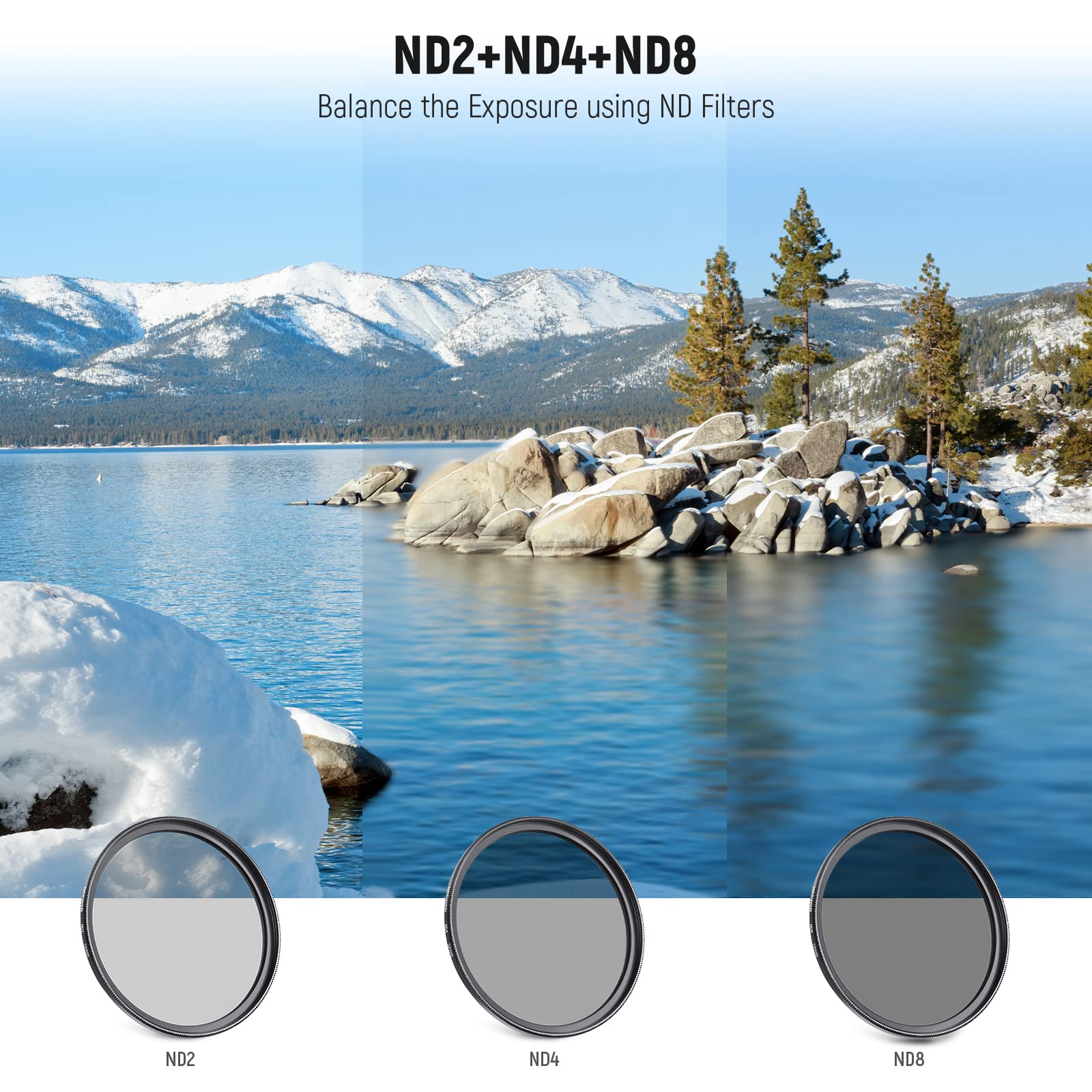 Foto 2 | Kit De Filtros De Lentes Neewer De 52 Mm Uv Cpl Fld Nd2 Nd4 Nd8 Con Capucha - Venta Internacional.
