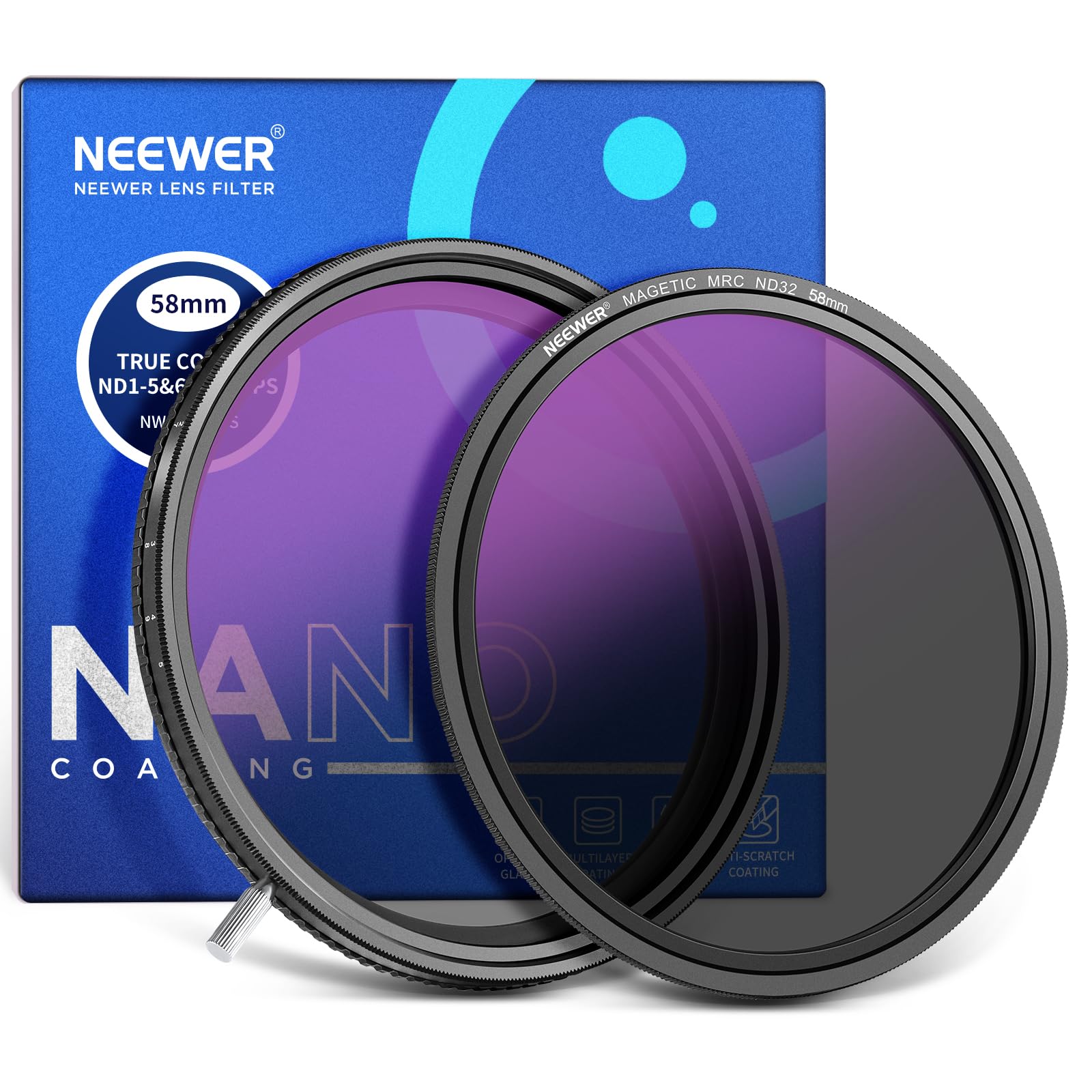 Foto 2 pulgar | Filtro Neewer Hd True Colors De 58 Mm Variable Nd2-512 (1-9 Pasos) - Venta Internacional.
