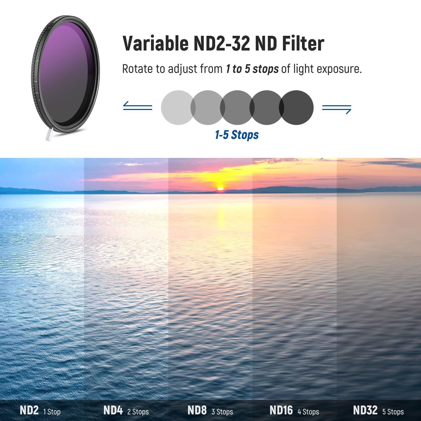 Foto 4 pulgar | Filtro Neewer Hd True Colors De 58 Mm Variable Nd2-512 (1-9 Pasos) - Venta Internacional.