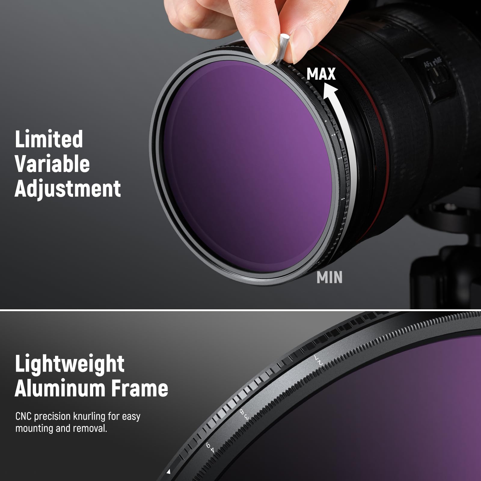 Foto 7 | Filtro Neewer Hd True Colors De 58 Mm Variable Nd2-512 (1-9 Pasos) - Venta Internacional.