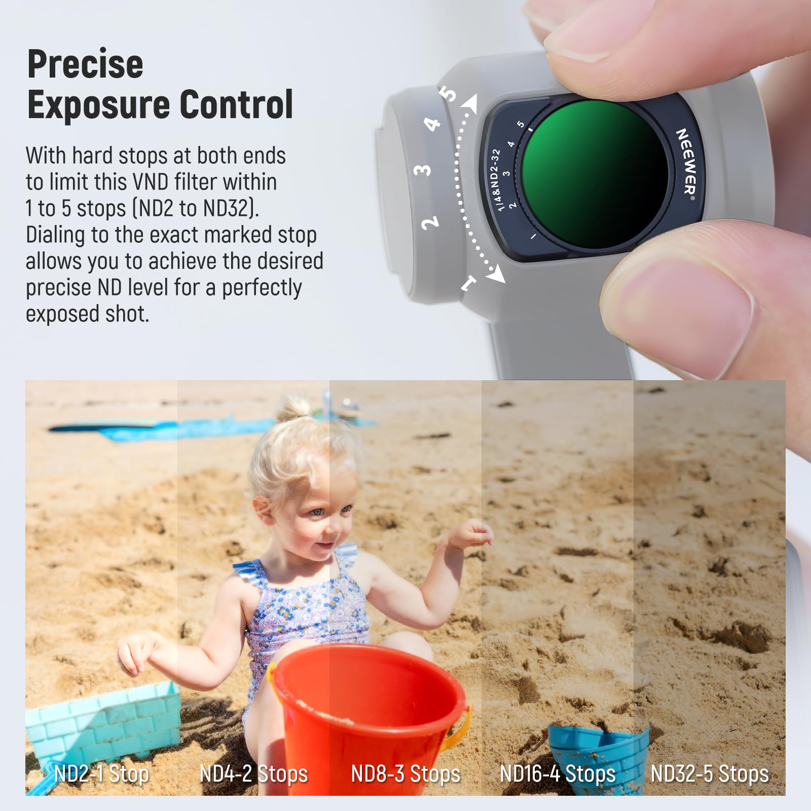 Foto 5 pulgar | Filtro Neewer Variable Nd2-32 Y 1/4 Black Diffusion Para Dji Osmo Pocket 3 - Venta Internacional.