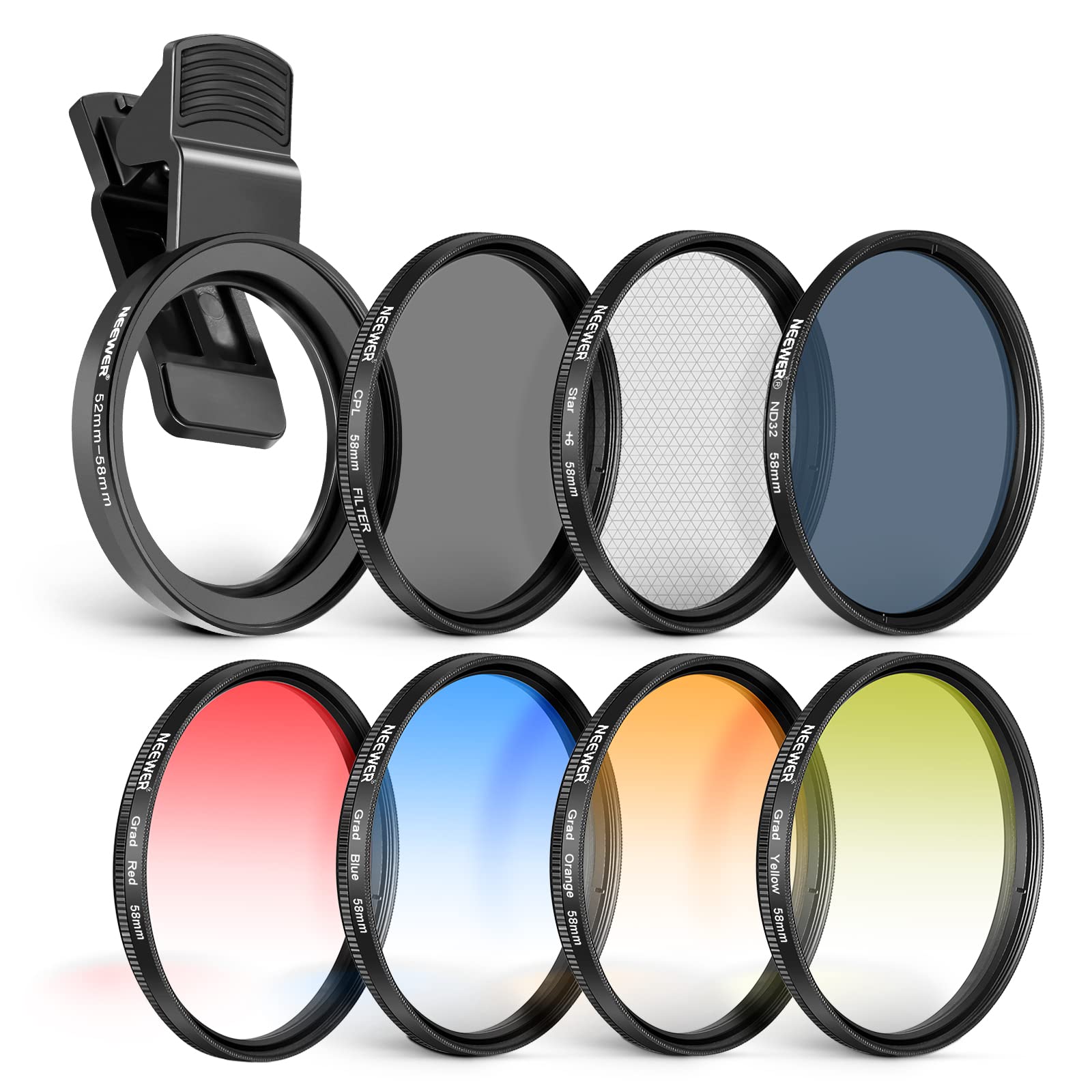 Foto 2 pulgar | Kit De Filtros De Lentes Neewer De 58 Mm Con Clip Para Teléfono Móvil Para Iphone - Venta Internacional.